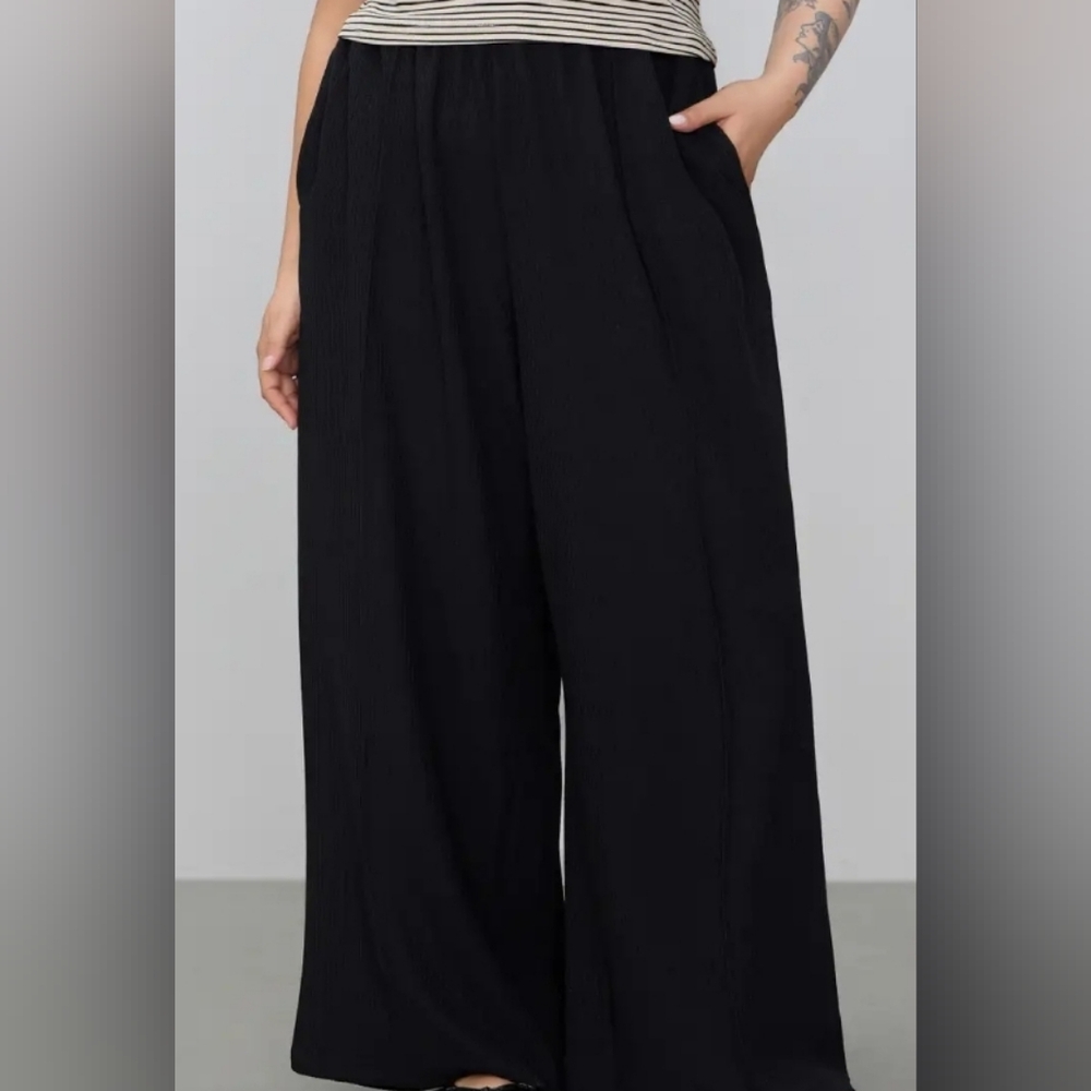 Ribbed wide leg pants